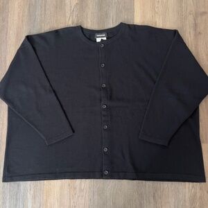 Eskandar 100% cashmere black button up cardigan sweater One Size Neiman Marcus